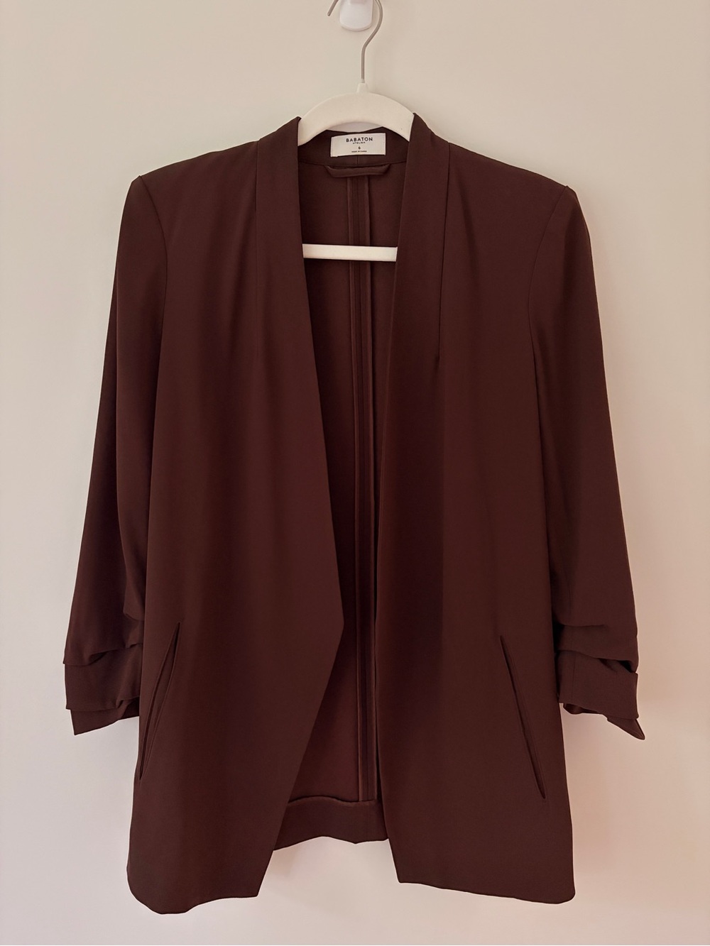 Babaton Brown Open-Front Blazer Jacket